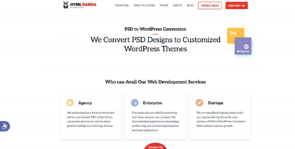 PSD to WordPress Company - HTML Panda